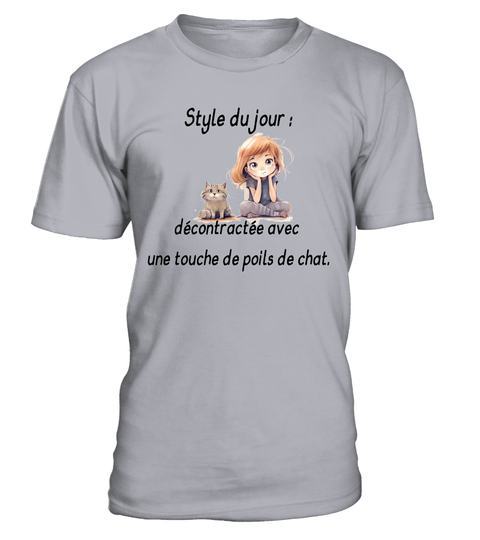 T-shirt-style-du-jour-decontractee-avec-une-touche-depoils-de-chat-gris-capricedechat